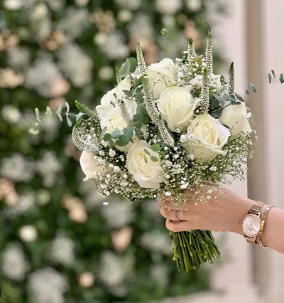  دسته گل عروس سفید شیک